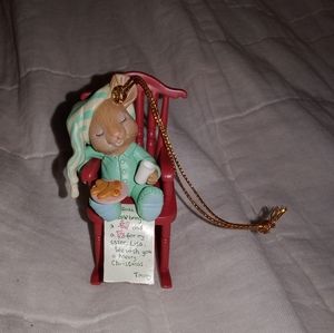 Vintage Christmas Traditions Collectible Ornament Mouse Asleep With Cookies Milk